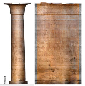 Vue en élévation et déroulé ortho-photographique d’une grande colonne, ©B. Chazaly